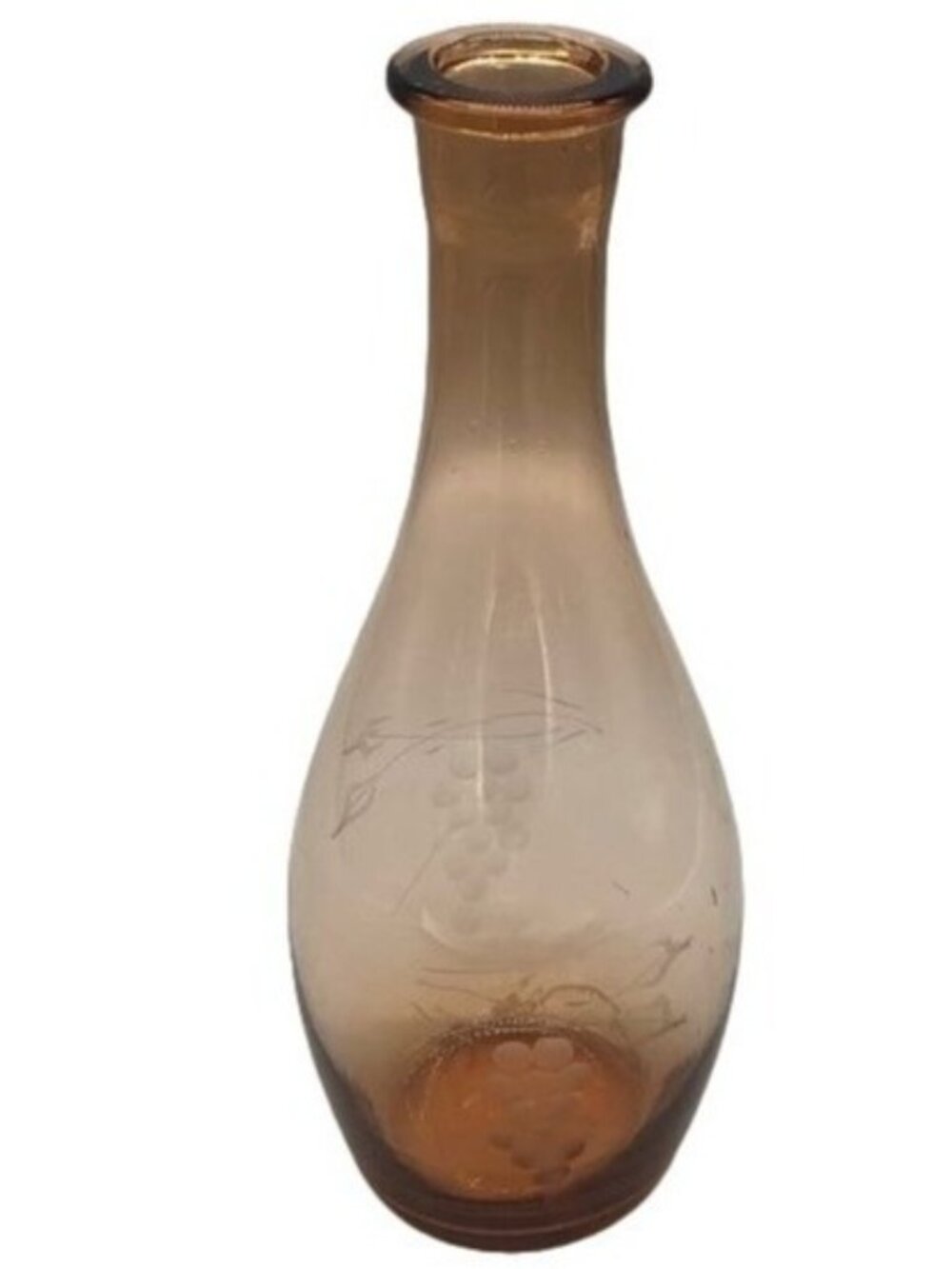 vintage liquid Decator glass vase amber grapes edged 11" tall READ